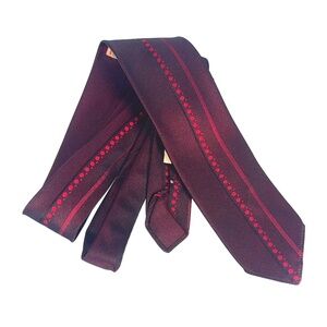 Melbert Vintage Silk Tie Burgundy Red Stripe Made in Italy Classic Wide